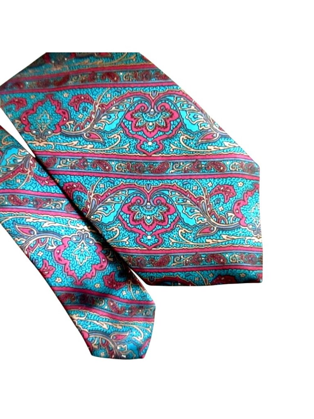Vintage NECKTIE  PURE SILK TRUE 1990s 56" 3" WIDE TIE MILANO PAISLEY